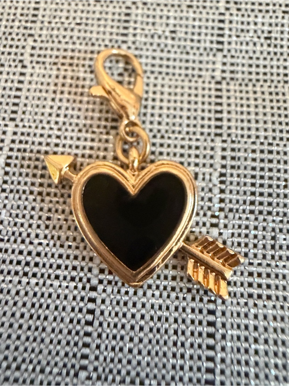 Gold Heart Arrow Charm with Black Fill - Women Accessories